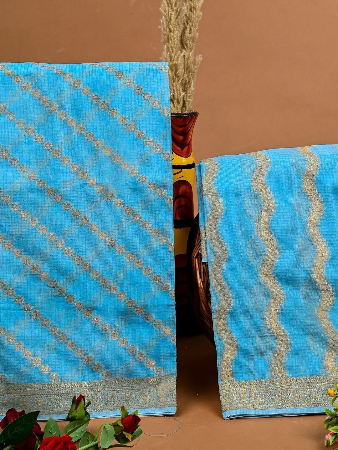 Blue Unstitched Dress Material