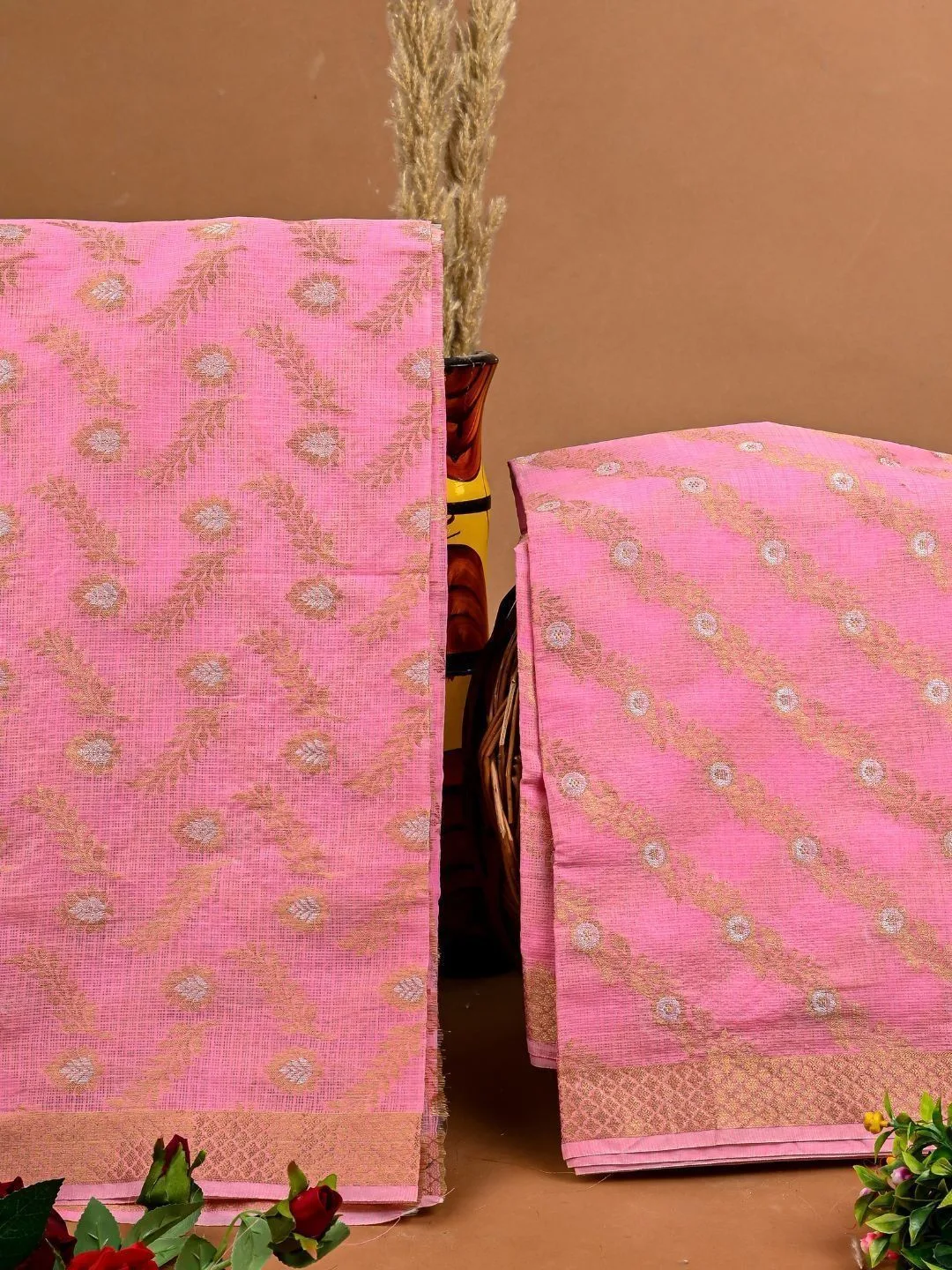 Pink Unstitched Dress Material
